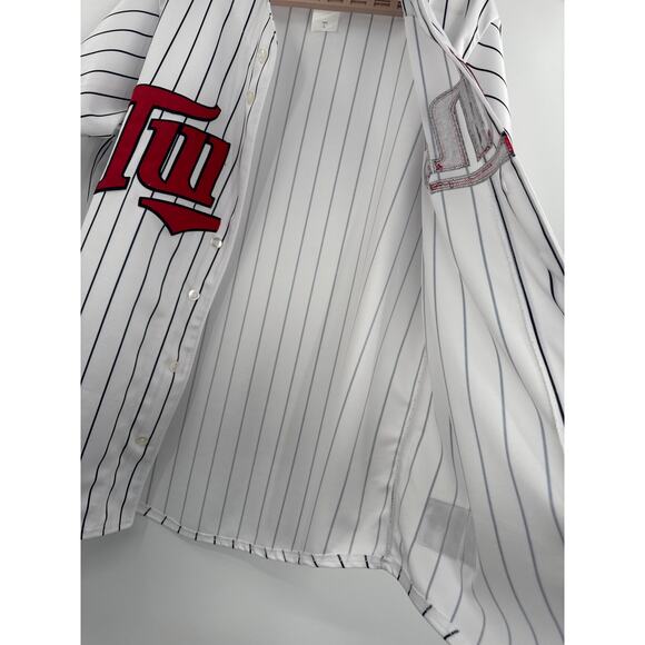 Vintage Majestic Minnesota Twins White Pinstripe Jersey blank no name Size L - Picture 9 of 13